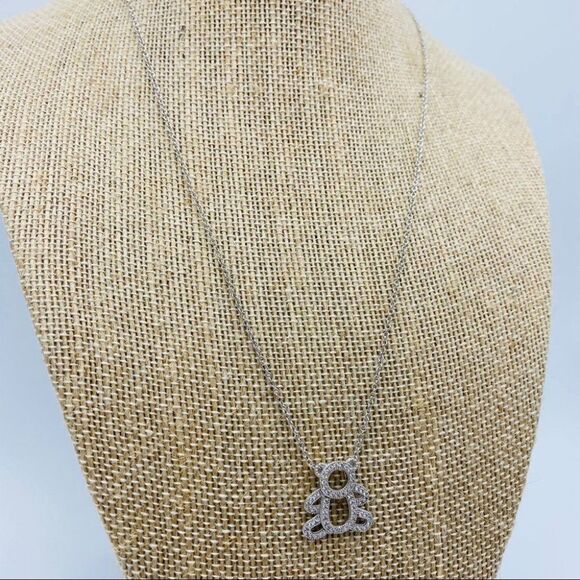 Sterling Silver Cubic Zirconia Teddy Bear Necklace - Picture 3 of 11